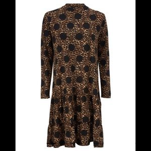 NWT Masai Copenhagen Noris Leopard Animal Print Ruffle Dress